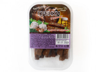 Кальмар со вкусом краба (Мясо краба) (ПУТИНА): Сурские гренки Чеснок с зеленью (100 гр)